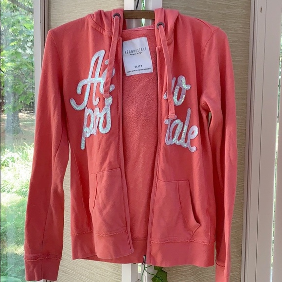 Aeropostale Hoodie, Melon Colored Sweatshirt, Front Zip Hoodie, Athleisure - Picture 2 of 10